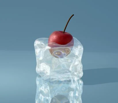 Cherry in ice on the background Stock Illustration