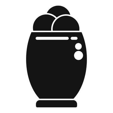 Cherry ice cream icon simple vector. Gelato bowl Stock Illustration
