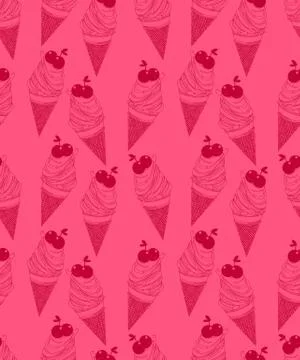 Cherry ice cream pattern 스톡 일러스트