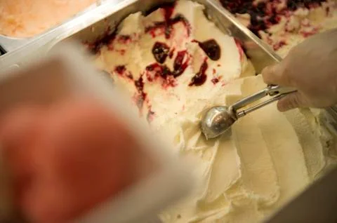 Cherry ice cream Stock Photos