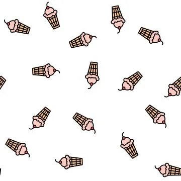 Cherry ice cream vector seamless pattern Stock Illustration