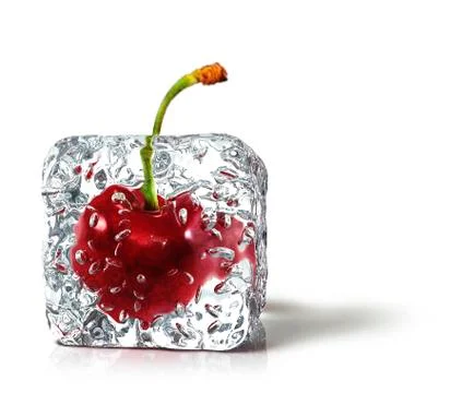 Cherry in the ice cube 写真素材
