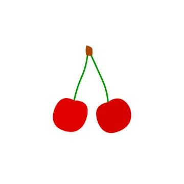 Cherry icon on a branch Stock Illustration