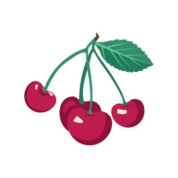 Cherry icon on branch Stock Illustration
