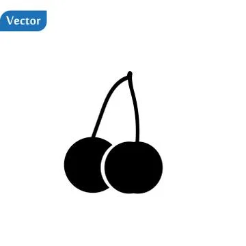 Cherry icon. Cherry isolated black sign on white background. Symbol cherry wi Stock Illustration