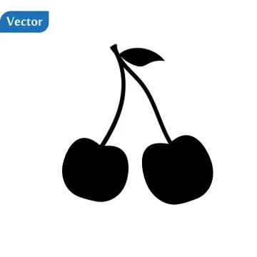 Cherry icon. Cherry isolated black sign on white background. Symbol cherry wi Stock Illustration