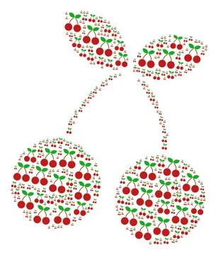 Cherry Icon Composition Stock Illustration