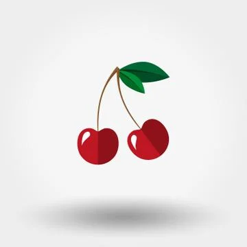 Cherry icon. Flat Stock Illustration