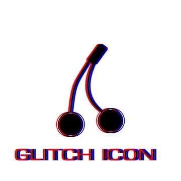 Cherry icon flat. Stock Illustration