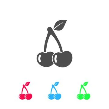 Cherry icon flat Stock Illustration