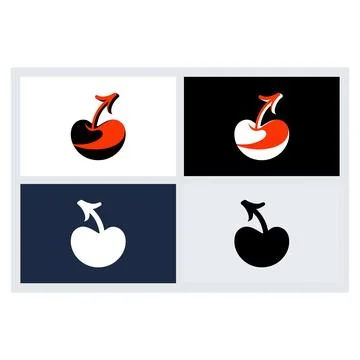 Cherry Icon Logo Design Set Vector Illustration Illustrazione stock