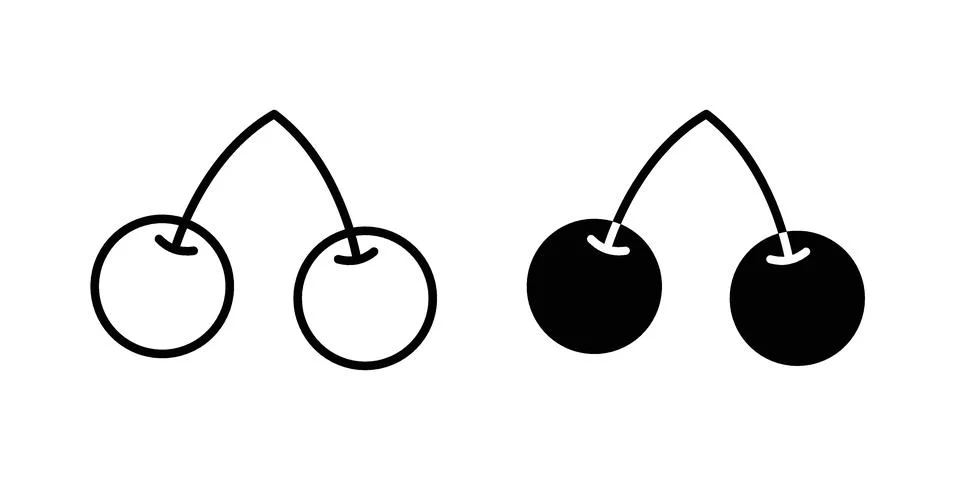 Cherry icon silhouette vector set. thin line pack Stock Illustration