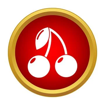 Cherry icon symbolizing luck and gaming in a red circle Stock Illustration
