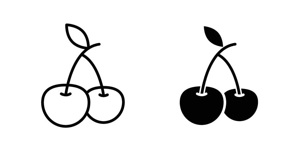 Cherry icon vector concepts, line and silhouette style Illustrazione stock