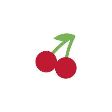 Cherry icon, vector fruit illustration, sweet cherries, Stock Illustration