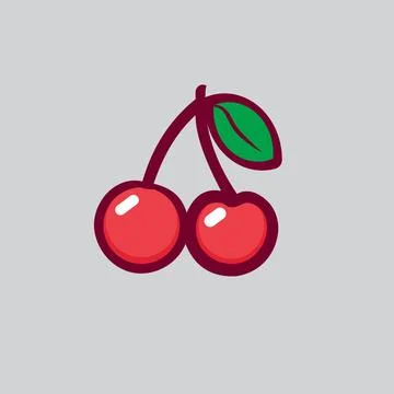 Cherry icon. Vector illustration in flat style. Isolated on grey background. Stock Illustration