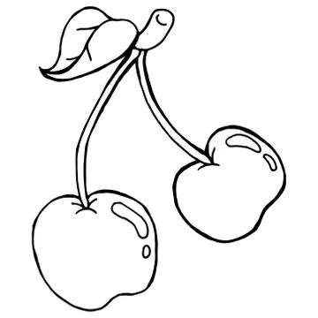 Cherry icon. Vector illustration of a sprig of cherries isolated on white bac Stock Illustration