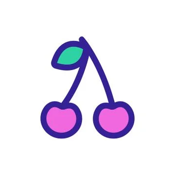 Cherry icon vector. Isolated contour symbol illustration 스톡 일러스트