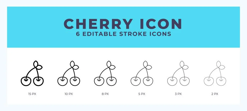 Cherry icon vector for web. And mobile app. Editable stroke outline icon. Stock Illustration