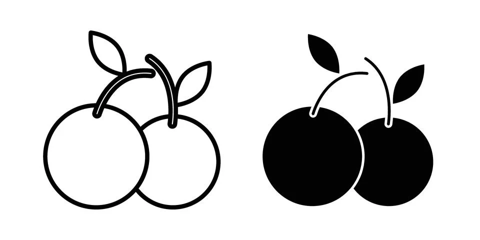 Cherry icon vectors. Illustrations in black Stock Illustration