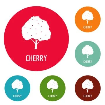 Cherry icons circle set vector Stock Illustration