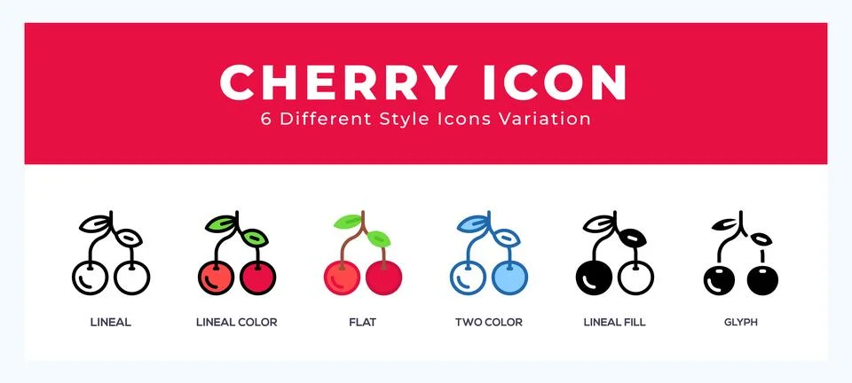 Cherry icons set of simple vector illustration. Illustrazione stock