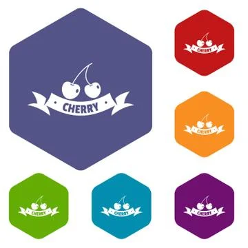 Cherry icons vector hexahedron Illustrazione stock