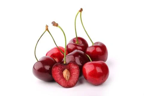 Cherry isolated on white background cut stone Stock Photos