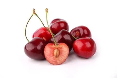Cherry isolated on white background cut stone Stock Photos