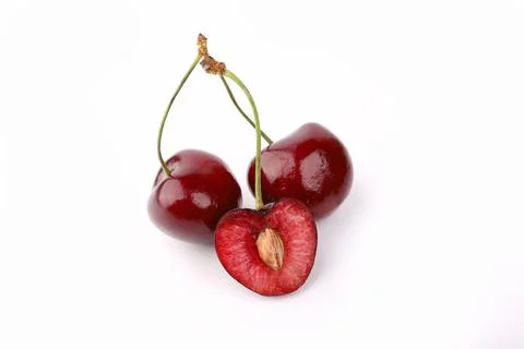 Cherry isolated on white background cut stone Stock Photos