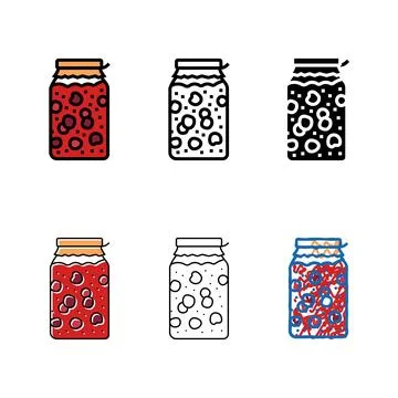 Cherry jam color forms icon vector Stock Illustration
