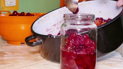 Cherry Jam- Delicious Dessert Stock Footage 77507547