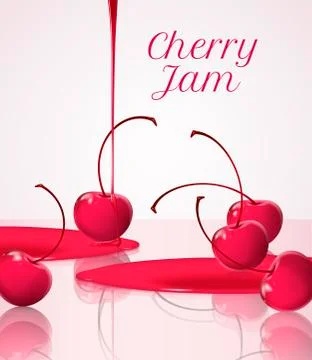 Cherry jam with fruit Stock Illustration