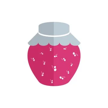 Cherry jam jar editable icon, flat style design, vector Stock Illustration