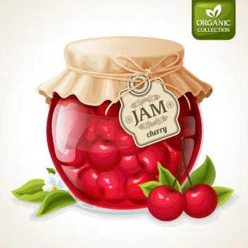 Cherry jam jar Stock Illustration