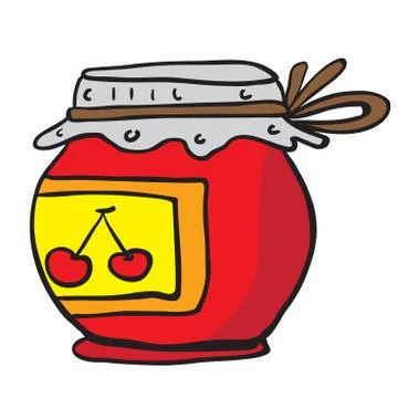 Cherry jam jar Stock Illustration