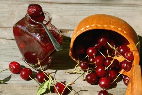 Cherry jam Stock Photos
