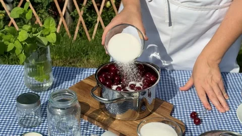Cherry Jam Preparation Stock Footage 313364028