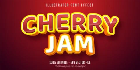 Cherry Jam text, 3d editable font effect Stock Illustration