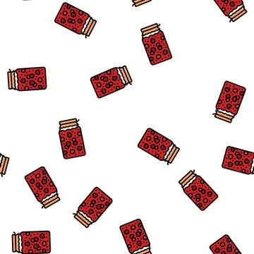Cherry jam vector seamless pattern 스톡 일러스트