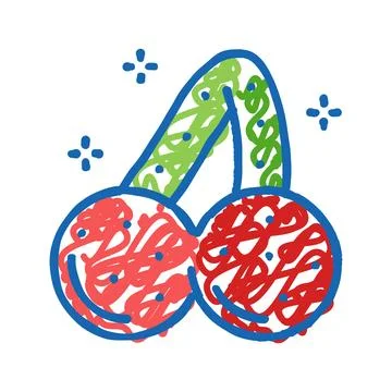 Cherry jelly candy gummy icon doodle illustration Stock Illustration