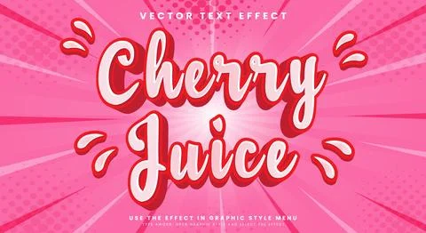 Cherry Juice 3d editable text effect Stock Illustration