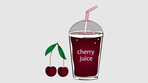 Cherry juice. Animation on a blank background. Stock Footage 156343867