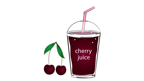Cherry juice. Animation on a white background. Stock Footage 156343851