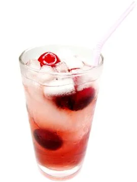 Cherry juice with ice Stock Photos