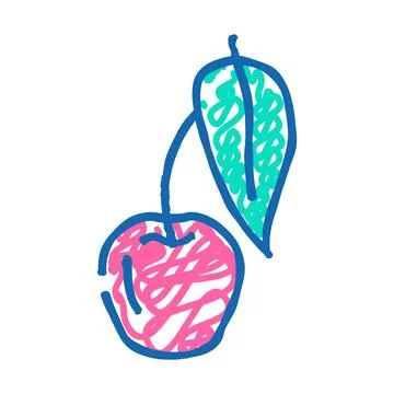 Cherry leaf icon doodle illustration Stock Illustration