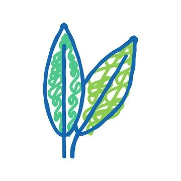 Cherry leaf icon doodle illustration Stock Illustration