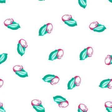 Cherry leaf isometric icon seamless pattern Stock Illustration