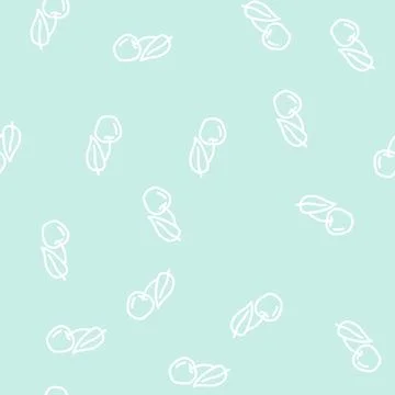 Cherry leaf line vector seamless pattern Stock Illustration