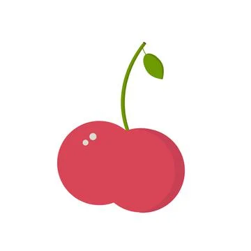 Cherry with leaf on white background for use in clipart Stock Illustration